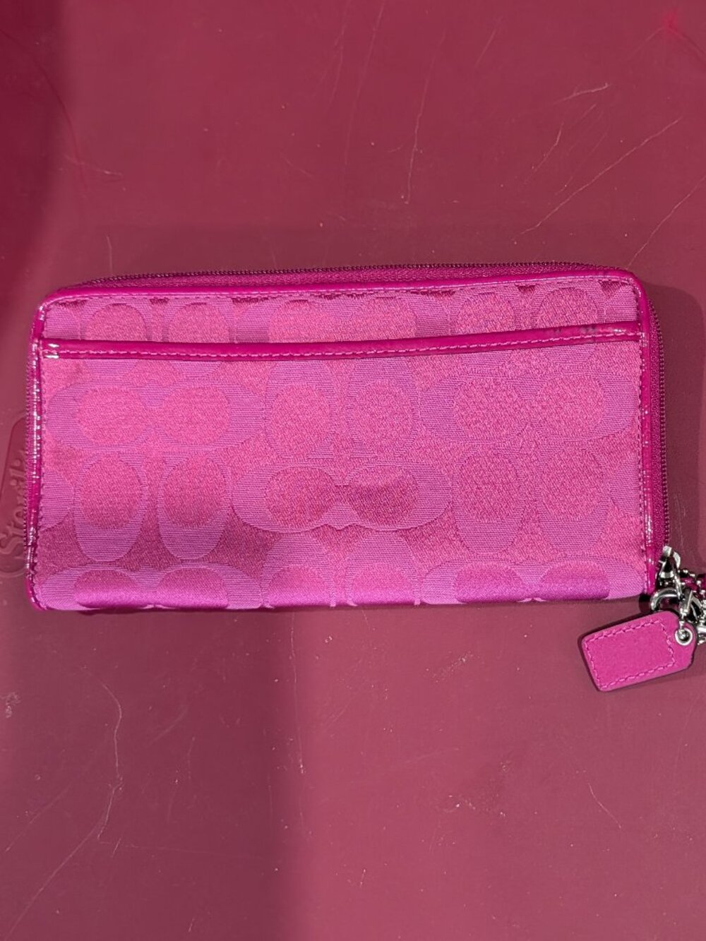 Lightly Used Shiny Pink Coach Wallet